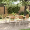 Vrtni set za objed 9 pcs Smeđa Čvrsto teak drvo