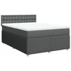 Vidaxl Box spring postelja z vzmetnico temno siva 140x200 cm blago