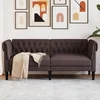 Vidaxl vidaXL Chesterfield kavč, dvosed, temno rjav, oblazinjenje iz blaga