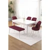 Hanah Home trpezarijski set Pir, sto, 4 stolice i klupa, bela ploča, bordo tkanina Babyface