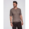 Ombre Cotton T-shirt with print on chest and back - dark beige