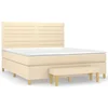 Vidaxl Box spring postelja z vzmetnico krem 160x200 cm blago