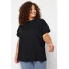 Trendyol Curve Black Crew Neck Printed Knitted T-Shirt