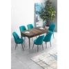 Hanah Home Set Trpezarijski sto i 6 stolica Han, Tirkizno-braon