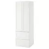 SMASTAD / PLATSA Garderober, bela s okvirom/s 2 fioke, 60x57x181 cm