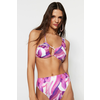 Trendyol Abstract Pattern Triangle Bikini Top With Cut Out/Window