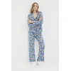 Trendyol Blue 100% Cotton Christmas Themed Knitted Pajama Set