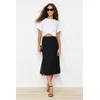 Trendyol Black Lined Tulle Maxi Knitted Skirt