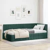 Vidaxl Kotna postelja z vzglavjem Temno zelena 100 x 200 cm Žamet