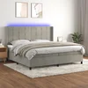 Vidaxl Box spring postelja z vzmetnico LED svetlo siva 200x200cm žamet