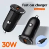Auto punjac LDNIO C105, QC3.0, 30W USB Type-C crni 1m