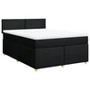 Vidaxl Box spring postelja z vzmetnico črna 160x200 cm blago