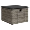 Vidaxl Vrtni stolček z blazino siv 55x55x37 cm poli ratan