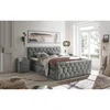 MID.YOU POSTELJA BOXSPRING 180 cm x 200 cm , tekstil, leseni material siva