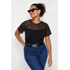 Trendyol Curve Black Heart Neck Mesh Detailed Knitted Blouse