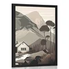 Plakat skandinavska koča v gorah - 30x45 silver
