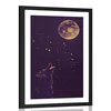 Plakat s paspartujem volk ob polni luni - 40x60 no frame