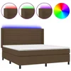 Vidaxl Box spring postelja z vzmetnico LED temno rjava 180x200cm blago
