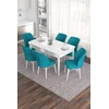 Hanah Home Set Trpezarijski sto i 6 stolica Eva, Tirkizno-beli