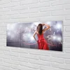 tulup.si Slika na steklu Ženska rdeča obleka ljudi 140x70 cm 4 obešalnika