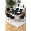 HANAH HOME Rasklopivi trpezarijski sto i stolice (7 delova) Nira Black Marble Chrome Black