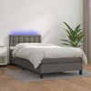 Krevet box spring s madracem LED sivi 100x200cm od umjetne kože