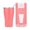 ESTIA HOME ART Fusion Coral izolirana potovalna skodelica, 500 ml, slamica, nerjaveče jeklo, rdeča