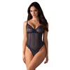 Obsessive Nightly Blue Crotchless Teddy Black XS/S
