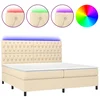 Vidaxl Box spring postelja z vzmetnico LED krem 200x200 cm blago