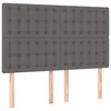 Vidaxl Vzglavje postelje sivo 144x5x118/128 cm umetno usnje