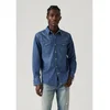 Levis za moške. 85744-0095 Lahka majica Western Barstow Blue (S), Modra, Priložnostno, Bombaž, Dolg rokav
