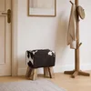 vidaXL klop 40 x 30 x 45 cm Pravo usnje Črna in bela