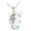Plyšový zajačik s melódiou Bunny Sailor Music Box Perlidoudou Doudou et Compagnie modrý 14 cm v darčekovom balení od 0 mes DC3520