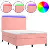 Vidaxl Box spring postelja z vzmetnico LED roza 80x200 cm žamet