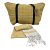 Elegantni komplet torbe za plažo + brisače HAMAM 75x150 cm, oker rumena