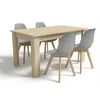 Jedilni set 1 + 4, miza UMEKO 120x80 cm hrast sonoma + sivi stol KITO