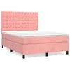 Vidaxl Box spring postelja z vzmetnico roza 140x200 cm žamet