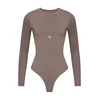 GOD SAVE QUEENS Bodi Second Skin Long Sleeve Crew-Neck Bodysuit rjava