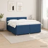 Vidaxl Postelja boxspring z vzmetnico Modra 200 x 200 cm Blago