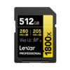 Lexar SDXC V60 spominska kartica, 512GB, UHS-II, 1800x
