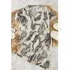 Trendyol Curve Cream Tiger Patterned Shirt Collar Woven Pajama Set
