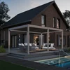 Bioklimatska pergola Antares — Samostoječa/3.6 x 5.3/Ivory krem/Električni motor in LED luči