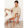 Trendyol Stone Slim Fit Large Collar Casual Shirt