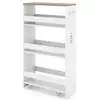 Northix Ozek voziček za shranjevanje na kolesih - 4-nadstropni, 20 cm, bel/naraven, dimenzije 47,5 x 20 x 80,5 cm