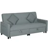 Homestar Sofa postelja nastavljiva 3-sedežna z izvlečno posteljo 196x90x89 cm siva