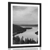Plakat s paspartujem jezero ob sončnem zahodu v črnobeli varianti - 40x60 no frame