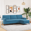 Trosjed s tabureom Plava 210 cm baršunasti