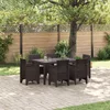 vidaXL vidaXL 7-delni zunanji jedilni set z blazinami Rjav poli ratan, (22089809)