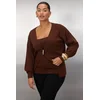 Trendyol Curve Ženska bluza Tbbaw26Av00012, Smeđa