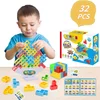 Nikcorp Montessori spretnostna igra za gradnjo stolpa, 32 barvitih ravnotežnih blokov v stilu Tetris za otroke 2-6 let